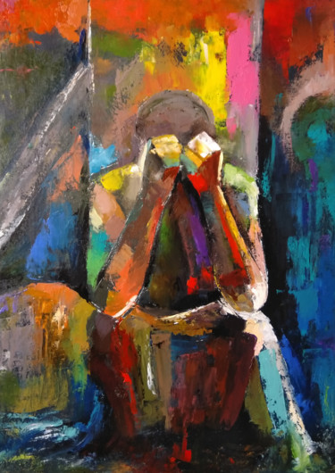 Peinture intitulée "MInd (50x70cm, oil…" par Kamsar Ohanyan, Œuvre d'art originale, Huile Monté sur Châssis en bois