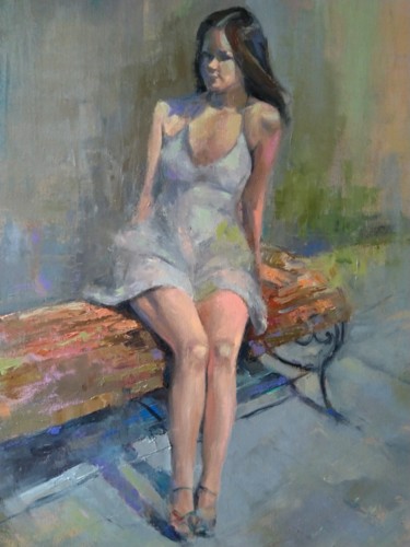 Painting titled "Figure (40x60cm, oi…" by Kamsar Ohanyan, Original Artwork, Oil Mounted on Wood Stretcher frame