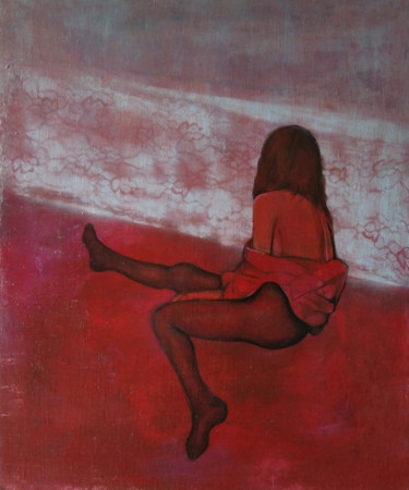 Painting titled "In the red room 60x…" by Kamsar Ohanyan, Original Artwork, Oil Mounted on Wood Stretcher frame