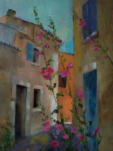 Painting titled "Alley (58x78cm oil…" by Kamsar Ohanyan, Original Artwork, Oil Mounted on Wood Stretcher frame