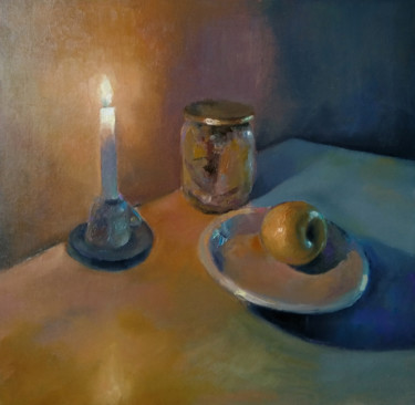 Peinture intitulée "Still life-candle a…" par Kamsar Ohanyan, Œuvre d'art originale, Huile Monté sur Châssis en bois