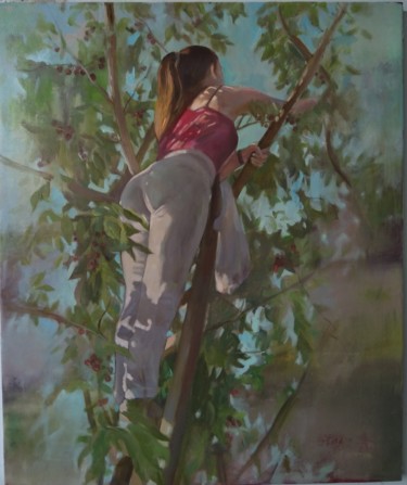 Schilderij getiteld "Harvest (50x60cm, o…" door Kamsar Ohanyan, Origineel Kunstwerk, Olie Gemonteerd op Frame voor houten br…