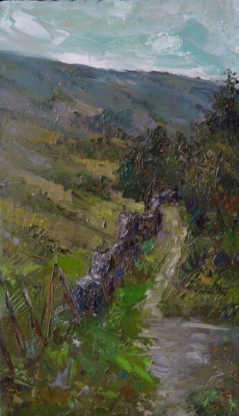 Painting titled "Morning (30x50cm, o…" by Kamsar Ohanyan, Original Artwork, Oil Mounted on Wood Stretcher frame