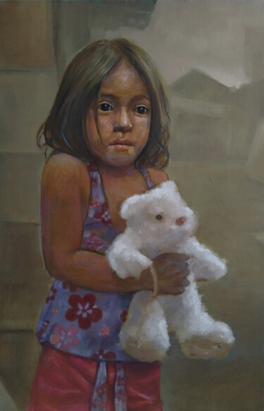 Pintura titulada "Childhood (40x60cm,…" por Kamsar Ohanyan, Obra de arte original, Oleo Montado en Bastidor de camilla de ma…