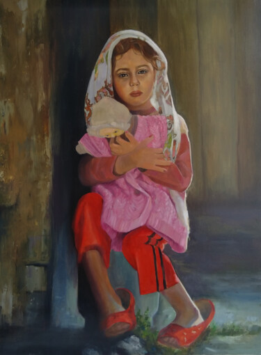 Painting titled "Carefully (57x77cm,…" by Kamsar Ohanyan, Original Artwork, Oil Mounted on Wood Stretcher frame