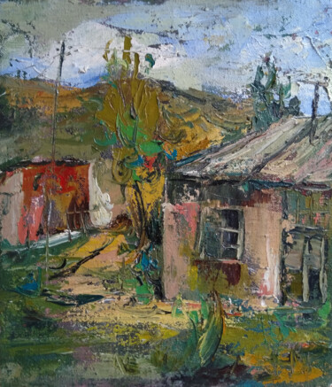 Pintura titulada "Armenian village (3…" por Kamsar Ohanyan, Obra de arte original, Oleo Montado en Bastidor de camilla de ma…