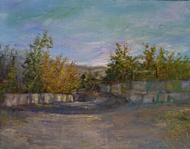 Painting titled "Landscape (40x50cm,…" by Kamsar Ohanyan, Original Artwork, Oil Mounted on Wood Stretcher frame