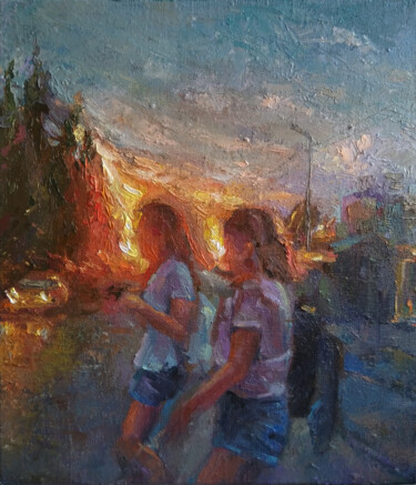 Painting titled "The tourists (35x40…" by Kamsar Ohanyan, Original Artwork, Oil