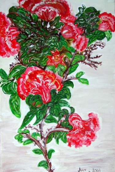 Painting titled "POME GRANATE FLEUR" by Kamuran Art Textil, Original Artwork
