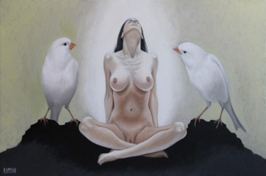 Картина под названием "Birds" - Kamyar Tarikhi, Подлинное произведение искусства, Масло
