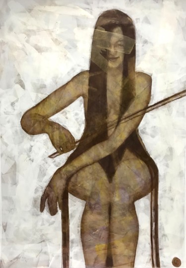 Painting titled "Виолончель" by Xenia Kamyshlova, Original Artwork, Acrylic