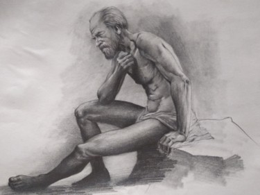 Рисунок под названием "An old man" - Kanat Mks, Подлинное произведение искусства, Карандаш