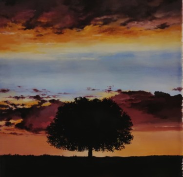 Painting titled "Sunset" by Kanat Mks, Original Artwork, Gouache