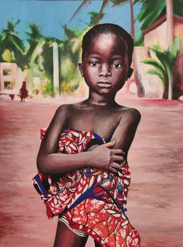 Drawing titled "African child" by Kanat Mks, Original Artwork, Acrylic