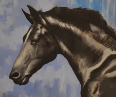 Dessin intitulée "Acrylic horse head" par Kanat Mks, Œuvre d'art originale, Acrylique