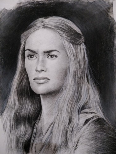 Drawing titled "Lena Headey as Cers…" by Kanat Mks, Original Artwork, Charcoal