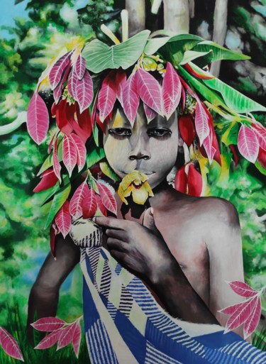Painting titled "Forest boy fairy" by Kanat Mks, Original Artwork, Acrylic
