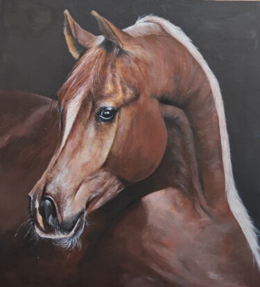 Pintura intitulada "Horse portrait 1" por Kanat Mks, Obras de arte originais, Acrílico