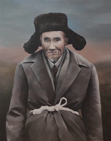 Pittura intitolato "Old kazakh man" da Kanat Mks, Opera d'arte originale, Acrilico