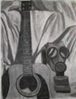 Painting titled "Musical Gas Mask" by Kandice Utter, Original Artwork
