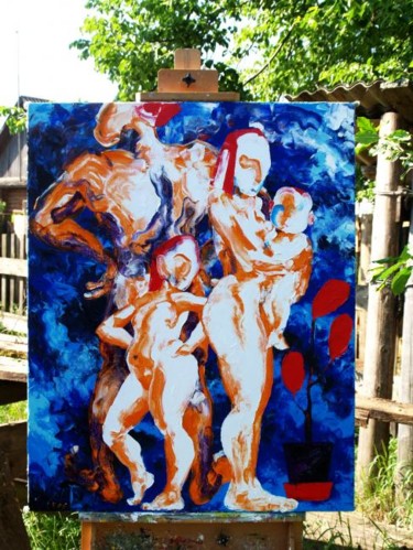 Картина под названием "Семья Вогулов" - Александр Кандинский-Дае, Подлинное произведение искусства, Масло