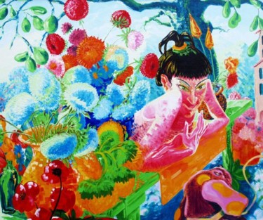 Картина под названием "Продавщица цветов" - Александр Кандинский-Дае, Подлинное произведение искусства, Масло