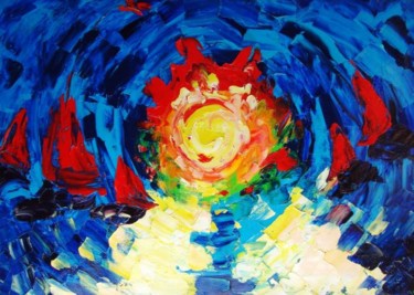 Картина под названием "Караблики" - Александр Кандинский-Дае, Подлинное произведение искусства, Масло