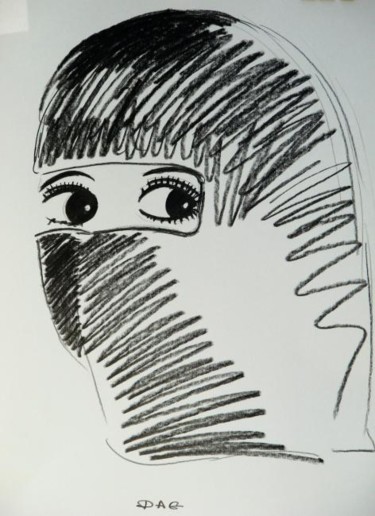 Рисунок под названием "Мусульманка" - Александр Кандинский-Дае, Подлинное произведение искусства