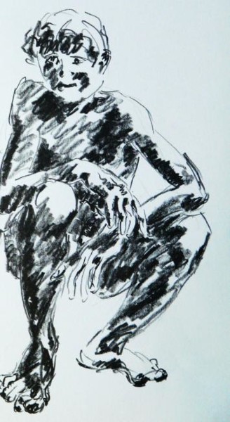Drawing titled "Натурщик, фрагмент,…" by Aleksandr Kandinskii Dae, Original Artwork