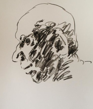 Рисунок под названием "Мужской профель." - Александр Кандинский-Дае, Подлинное произведение искусства