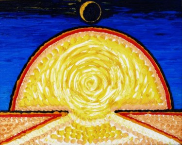 Картина под названием "Восход Солнца," - Александр Кандинский-Дае, Подлинное произведение искусства, Масло