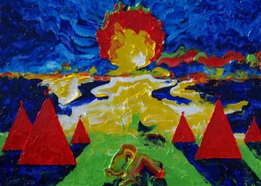 Картина под названием "Стойбище" - Александр Кандинский-Дае, Подлинное произведение искусства, Масло