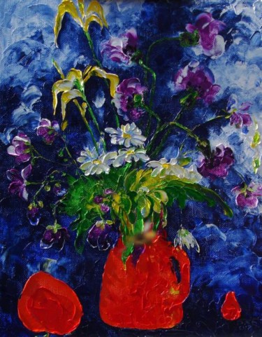 Painting titled "Полевые цветы." by Aleksandr Kandinskii Dae, Original Artwork, Oil