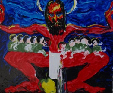 Картина под названием "Тайная Вечёря," - Александр Кандинский-Дае, Подлинное произведение искусства, Масло