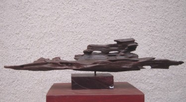 Sculpture intitulée "LA JONQUE" par Kanel Brosi, Œuvre d'art originale, Bois