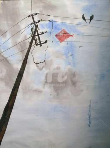 绘画 标题为“nostalgia” 由Kangkan Das, 原创艺术品, 水彩