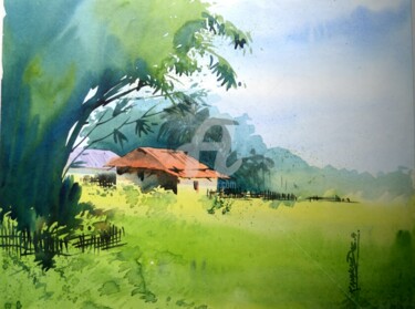 Painting titled "untitled" by Kangkan Das, Original Artwork, Watercolor