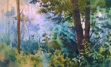 Painting titled "sunlight" by Kangkan Das, Original Artwork, Watercolor