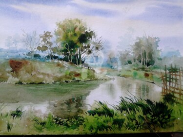 绘画 标题为“river” 由Kangkan Das, 原创艺术品, 水彩
