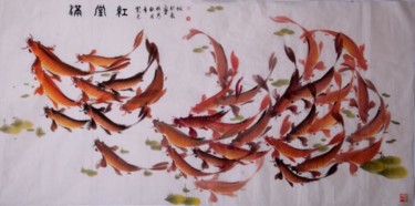 绘画 标题为“满堂红 1.36m x 0.68m” 由Minglong Chen, 原创艺术品