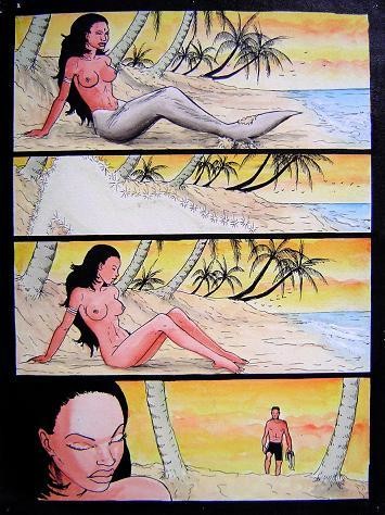 Dessin intitulée "Un amour de Sirène" par Kangol Le Droïd, Œuvre d'art originale