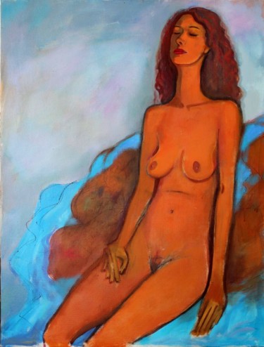 Painting titled "Отдых Rest" by Vladimir Kanishchev, Original Artwork, Acrylic Mounted on Wood Stretcher frame