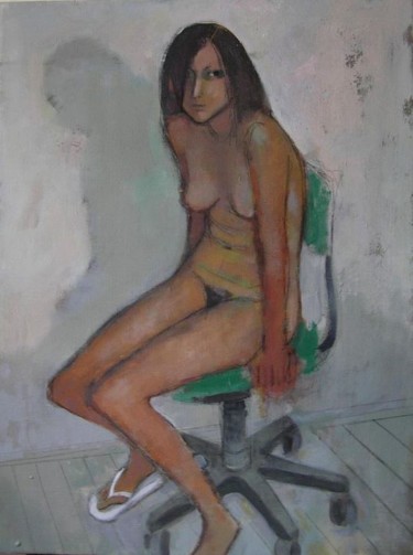 Painting titled "Naked Model" by Vladimir Kanishchev, Original Artwork, Acrylic Mounted on Wood Stretcher frame