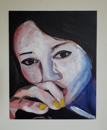 Painting titled "Yellow nails" by Wim Kannekens, Original Artwork, Acrylic