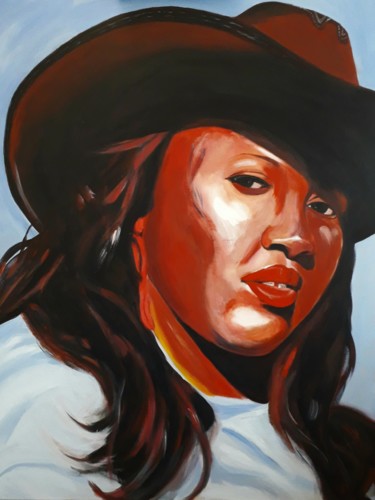 Painting titled "Cowgirl 1" by Wim Kannekens, Original Artwork, Acrylic