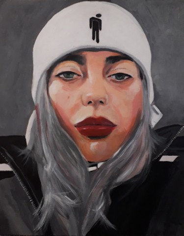 Painting titled "Girl with cap (2),…" by Wim Kannekens, Original Artwork, Acrylic