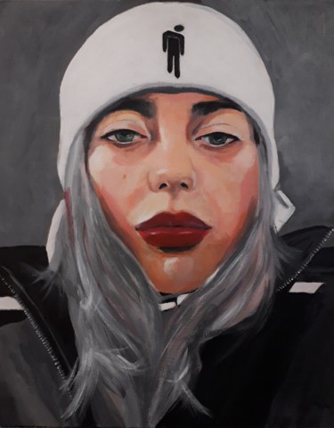 Schilderij getiteld "Girl with cap (2),…" door Wim Kannekens, Origineel Kunstwerk, Acryl