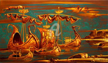 Pittura intitolato "Новая земля" da Konstantin Kansky (Kanskyart), Opera d'arte originale, Acrilico Montato su Telaio per ba…
