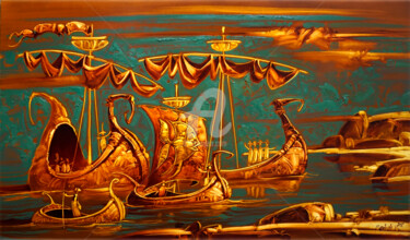 Painting titled "Новая земля" by Konstantin Kansky (Kanskyart), Original Artwork, Acrylic Mounted on Wood Stretcher frame