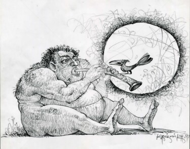 Rysunek zatytułowany „Улетевшая мелодия.” autorstwa Konstantin Kansky (Kanskyart), Oryginalna praca, Ołówek
